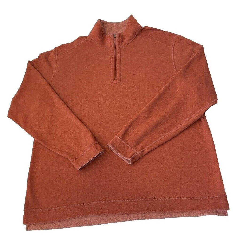 Tommy Bahama Men's 1/4 Zip Pullover Reversible Sweatshirt Size L Orange Outdoor